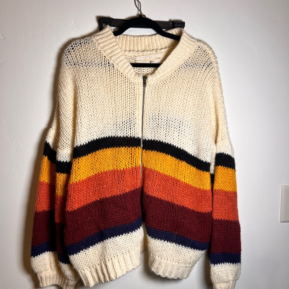 Jen’s Pirate Booty Cardigan in Surfrider Stripes Women's Small. Oversized